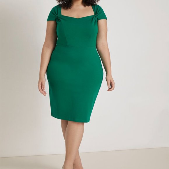Eloquii Portrait Neckline Dress with Pleats - Picture 1 of 5